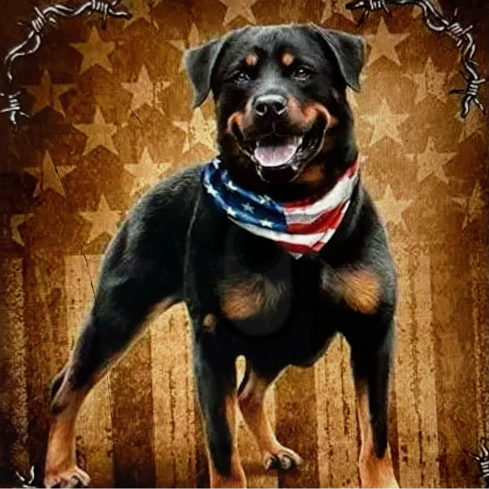 NWT Rottweiler Dog American Flag USA Patriotic To The Bone Queen Blanket
